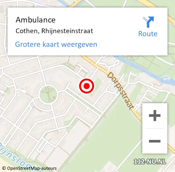 Locatie op kaart van de 112 melding: Ambulance Cothen, Rhijnesteinstraat op 28 september 2015 13:23