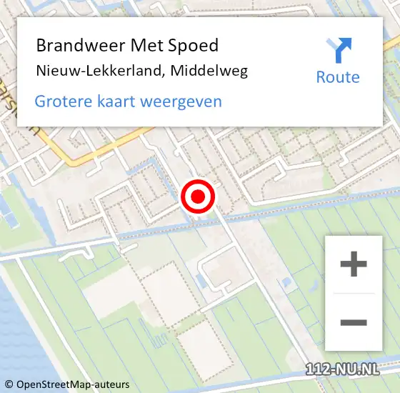 Locatie op kaart van de 112 melding: Brandweer Met Spoed Naar Nieuw-Lekkerland, Middelweg op 28 september 2015 15:15