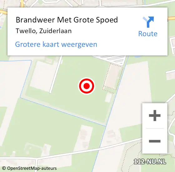 Locatie op kaart van de 112 melding: Brandweer Met Grote Spoed Naar Twello, Zuiderlaan op 28 september 2015 15:41