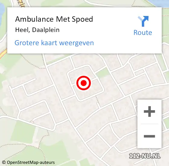 Locatie op kaart van de 112 melding: Ambulance Met Spoed Naar Heel, Daalplein op 28 september 2015 15:45