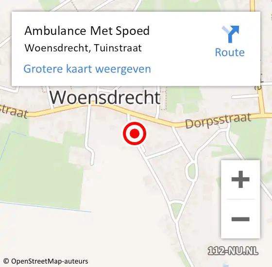Locatie op kaart van de 112 melding: Ambulance Met Spoed Naar Woensdrecht, Tuinstraat op 28 september 2015 16:15