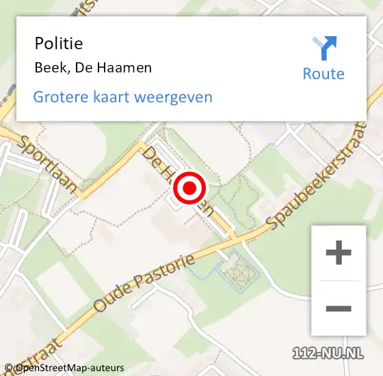 Locatie op kaart van de 112 melding: Politie Beek, De Haamen op 28 september 2015 17:33