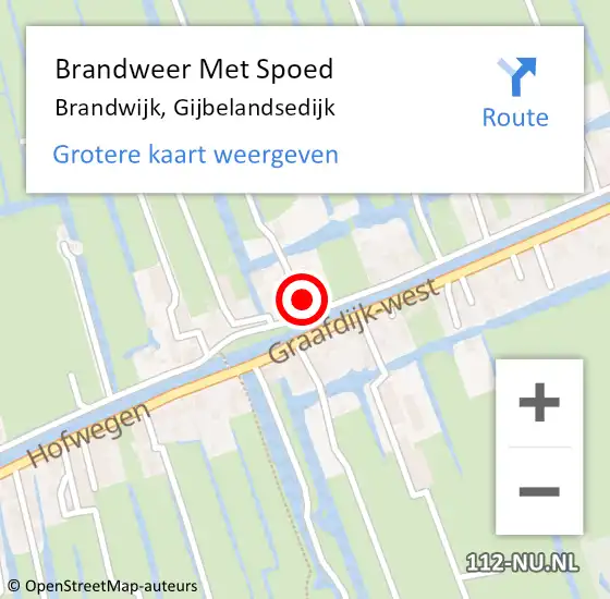 Locatie op kaart van de 112 melding: Brandweer Met Spoed Naar Brandwijk, Gijbelandsedijk op 28 september 2015 19:06