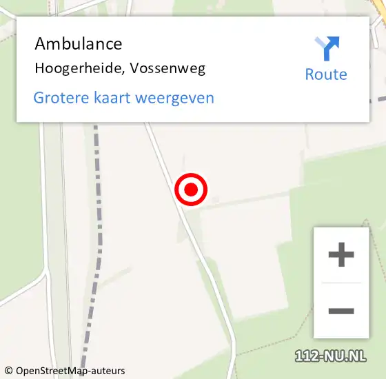 Locatie op kaart van de 112 melding: Ambulance Hoogerheide, Vossenweg op 28 september 2015 20:09