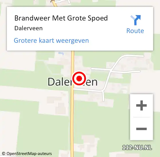 Locatie op kaart van de 112 melding: Brandweer Met Grote Spoed Naar Dalerveen op 28 september 2015 20:29