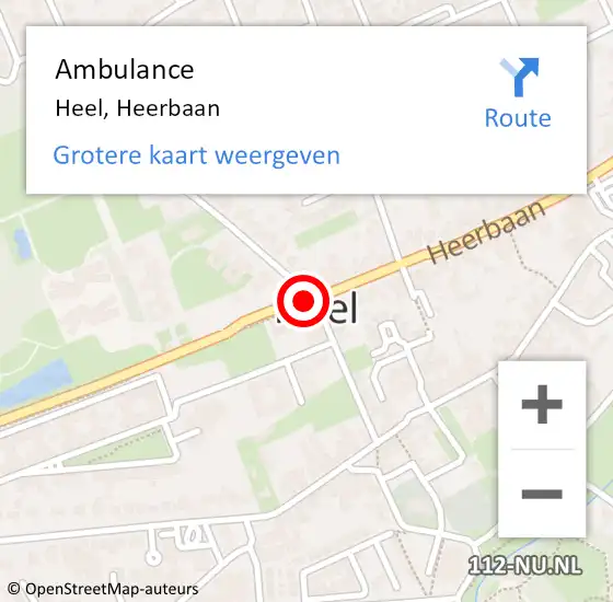 Locatie op kaart van de 112 melding: Ambulance Heel, Heerbaan op 28 september 2015 23:09