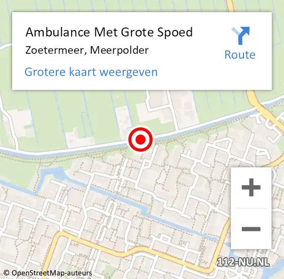 Locatie op kaart van de 112 melding: Ambulance Met Grote Spoed Naar Zoetermeer, Meerpolder op 29 september 2015 06:26