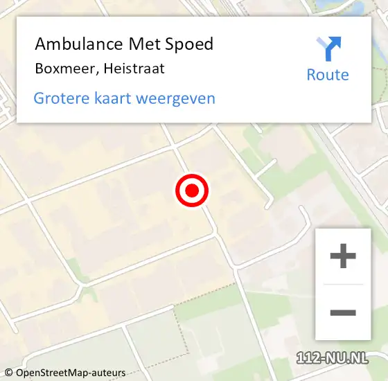 Locatie op kaart van de 112 melding: Ambulance Met Spoed Naar Boxmeer, Heistraat op 29 september 2015 07:07