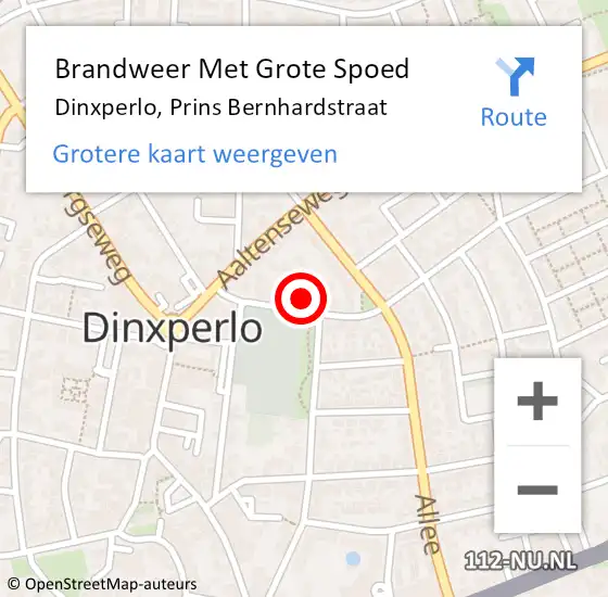 Locatie op kaart van de 112 melding: Brandweer Met Grote Spoed Naar Dinxperlo, Prins Bernhardstraat op 29 september 2015 08:25