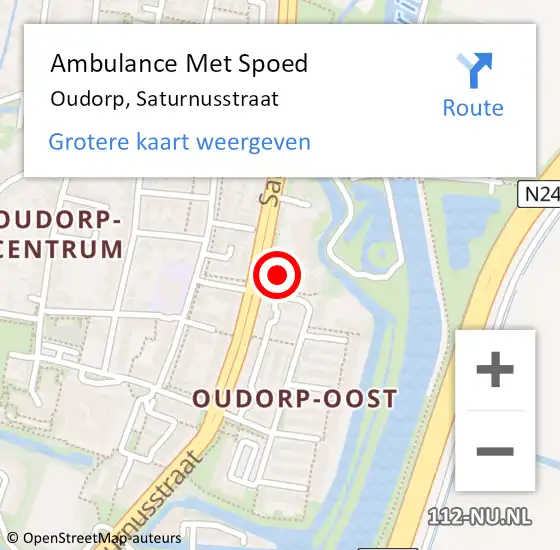 Locatie op kaart van de 112 melding: Ambulance Met Spoed Naar Oudorp, Saturnusstraat op 29 september 2015 08:56