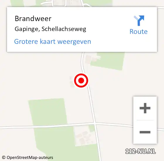 Locatie op kaart van de 112 melding: Brandweer Gapinge, Schellachseweg op 29 september 2015 11:43