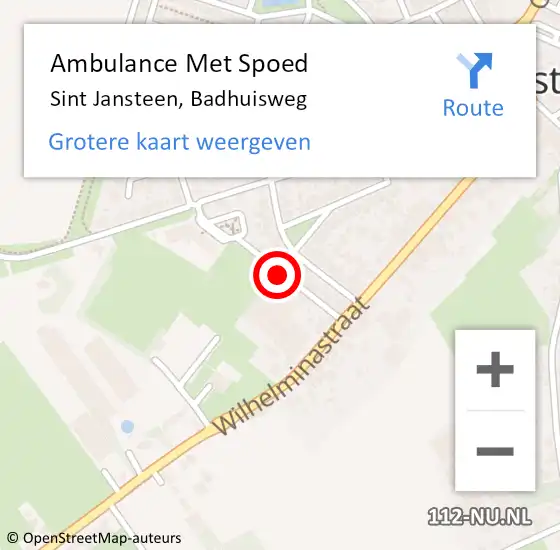 Locatie op kaart van de 112 melding: Ambulance Met Spoed Naar Sint Jansteen, Badhuisweg op 29 september 2015 11:45