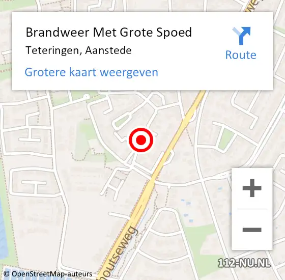 Locatie op kaart van de 112 melding: Brandweer Met Grote Spoed Naar Teteringen, Aanstede op 29 september 2015 12:58