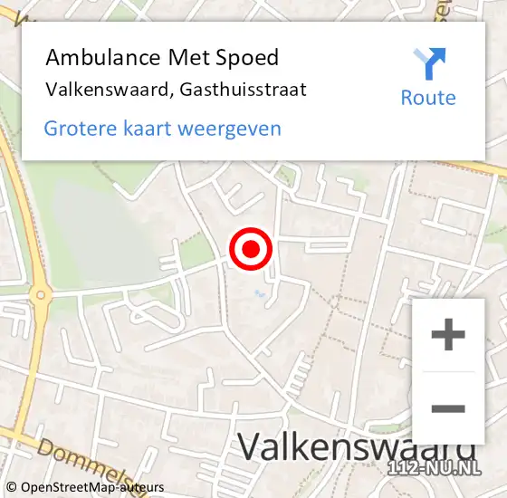 Locatie op kaart van de 112 melding: Ambulance Met Spoed Naar Valkenswaard, Gasthuisstraat op 29 september 2015 15:26