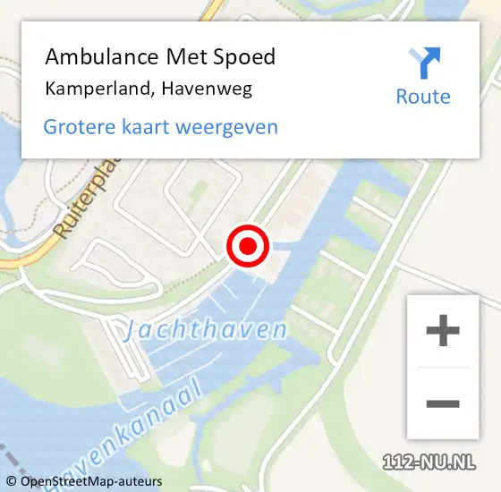 Locatie op kaart van de 112 melding: Ambulance Met Spoed Naar Kamperland, Havenweg op 29 september 2015 15:27