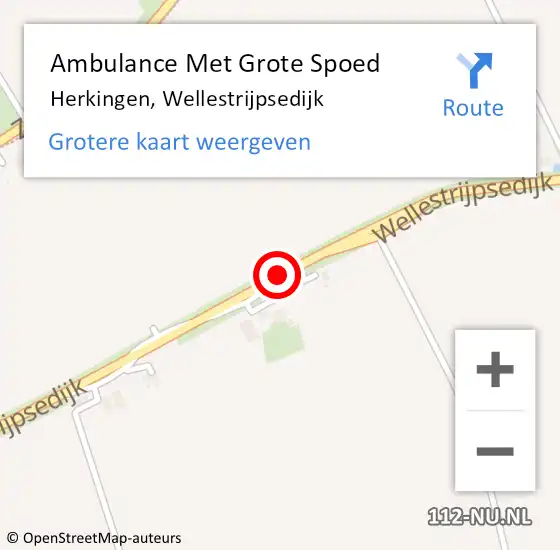 Locatie op kaart van de 112 melding: Ambulance Met Grote Spoed Naar Herkingen, Wellestrijpsedijk op 29 september 2015 15:37