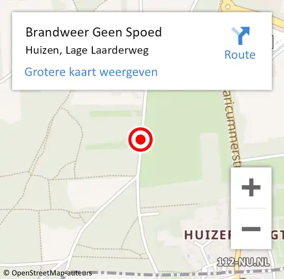 Locatie op kaart van de 112 melding: Brandweer Geen Spoed Naar Huizen, Lage Laarderweg op 29 september 2015 17:17