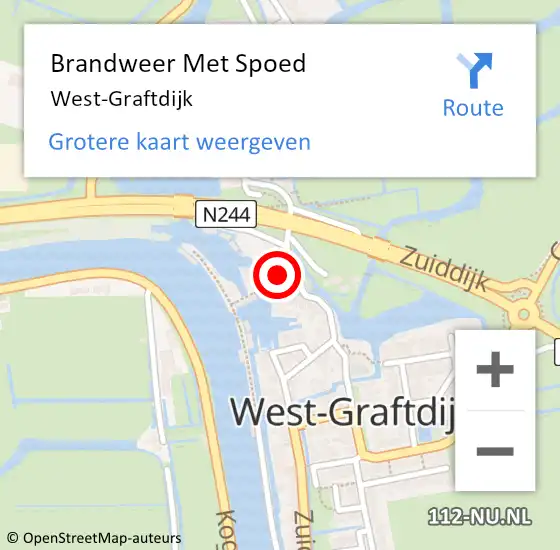 Locatie op kaart van de 112 melding: Brandweer Met Spoed Naar West-Graftdijk op 29 september 2015 18:09