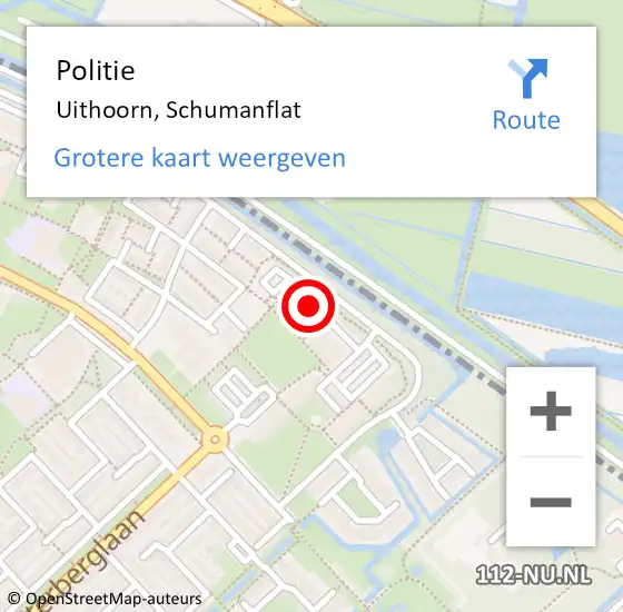 Locatie op kaart van de 112 melding: Politie Uithoorn, Schumanflat op 29 september 2015 18:10