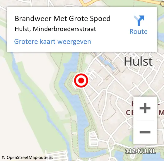 Locatie op kaart van de 112 melding: Brandweer Met Grote Spoed Naar Hulst, Minderbroedersstraat op 29 september 2015 20:12