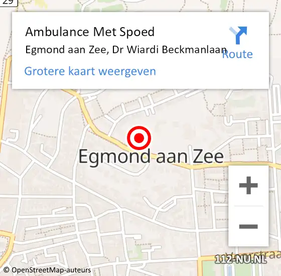 Locatie op kaart van de 112 melding: Ambulance Met Spoed Naar Egmond aan Zee, Dr Wiardi Beckmanlaan op 29 september 2015 21:07