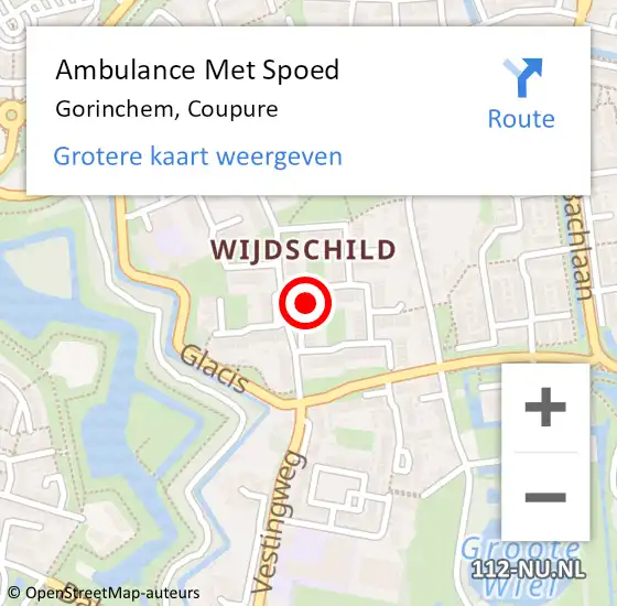 Locatie op kaart van de 112 melding: Ambulance Met Spoed Naar Gorinchem, Coupure op 29 september 2015 22:40