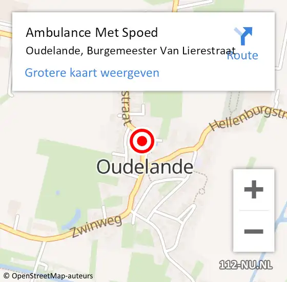 Locatie op kaart van de 112 melding: Ambulance Met Spoed Naar Oudelande, Burgemeester Van Lierestraat op 30 september 2015 04:56