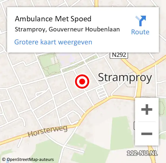 Locatie op kaart van de 112 melding: Ambulance Met Spoed Naar Stramproy, Gouverneur Houbenlaan op 22 november 2013 06:42