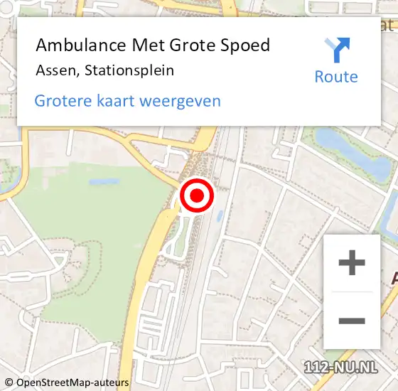 Locatie op kaart van de 112 melding: Ambulance Met Grote Spoed Naar Assen, Stationsplein op 30 september 2015 08:37