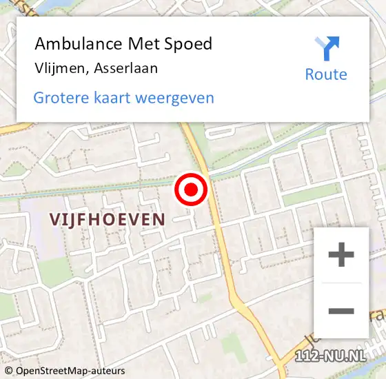 Locatie op kaart van de 112 melding: Ambulance Met Spoed Naar Vlijmen, Asserlaan op 22 november 2013 07:04