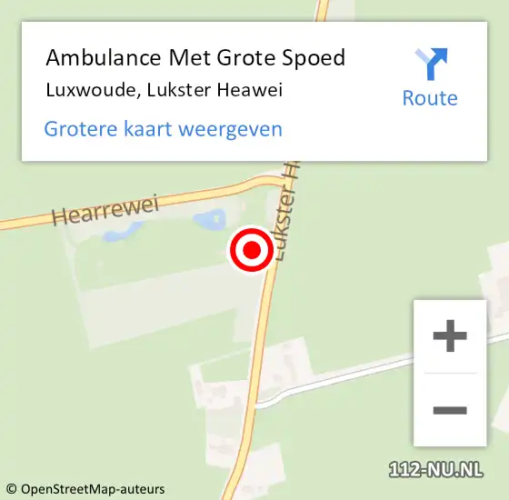 Locatie op kaart van de 112 melding: Ambulance Met Grote Spoed Naar Luxwoude, Lukster Heawei op 30 september 2015 10:15
