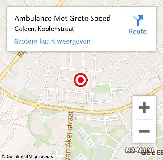 Locatie op kaart van de 112 melding: Ambulance Met Grote Spoed Naar Geleen, Koolenstraat op 22 november 2013 07:25