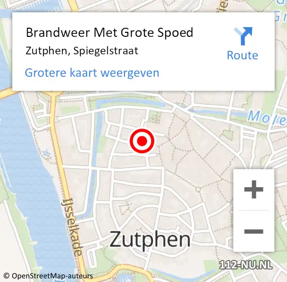 Locatie op kaart van de 112 melding: Brandweer Met Grote Spoed Naar Zutphen, Spiegelstraat op 30 september 2015 11:07