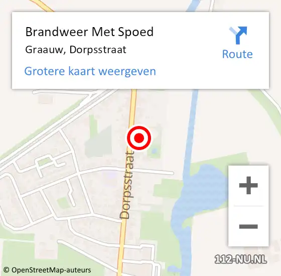 Locatie op kaart van de 112 melding: Brandweer Met Spoed Naar Graauw, Dorpsstraat op 22 november 2013 07:42