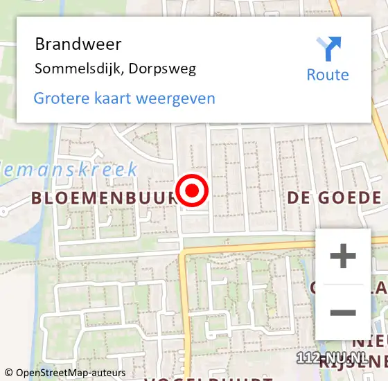 Locatie op kaart van de 112 melding: Brandweer Sommelsdijk, Dorpsweg op 30 september 2015 14:08