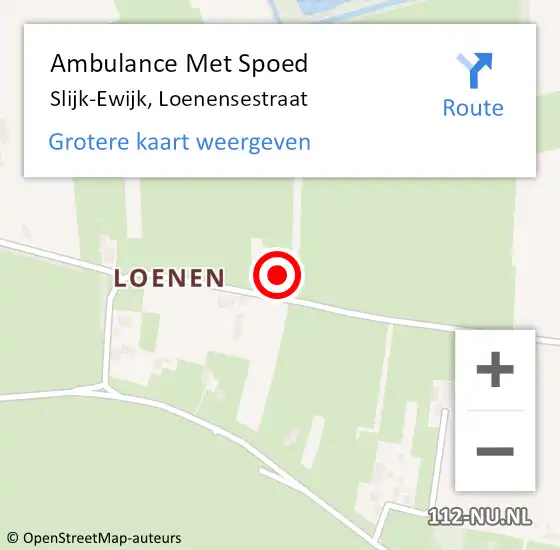 Locatie op kaart van de 112 melding: Ambulance Met Spoed Naar Slijk-Ewijk, Loenensestraat op 30 september 2015 16:54