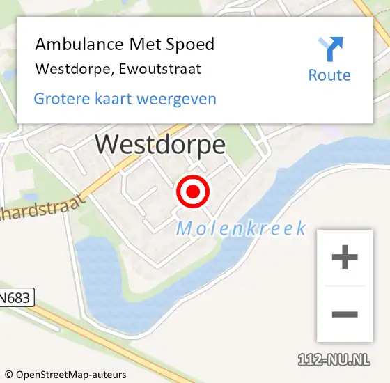 Locatie op kaart van de 112 melding: Ambulance Met Spoed Naar Westdorpe, Ewoutstraat op 22 november 2013 08:35