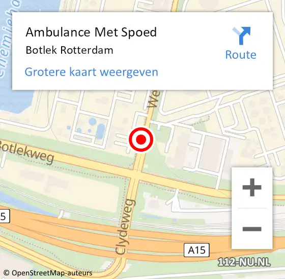 Locatie op kaart van de 112 melding: Ambulance Met Spoed Naar Botlek Rotterdam op 30 september 2015 17:35