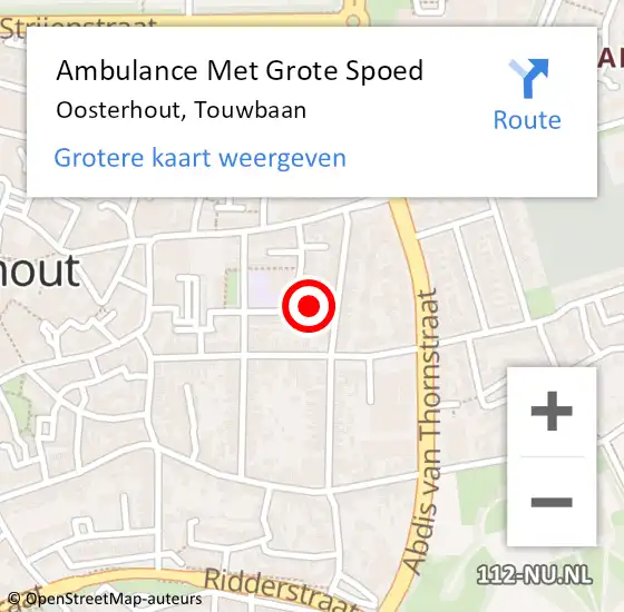 Locatie op kaart van de 112 melding: Ambulance Met Grote Spoed Naar Oosterhout, Touwbaan op 30 september 2015 17:35