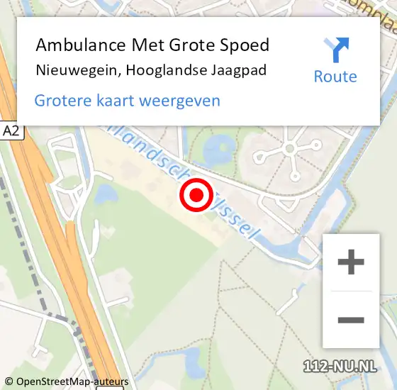 Locatie op kaart van de 112 melding: Ambulance Met Grote Spoed Naar Nieuwegein, Hooglandse Jaagpad op 30 september 2015 17:51