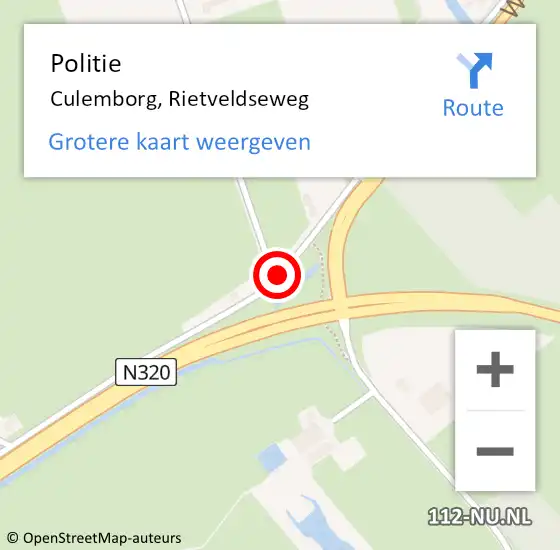 Locatie op kaart van de 112 melding: Politie Culemborg, Rietveldseweg op 30 september 2015 19:22