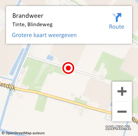 Locatie op kaart van de 112 melding: Brandweer Tinte, Blindeweg op 30 september 2015 19:55