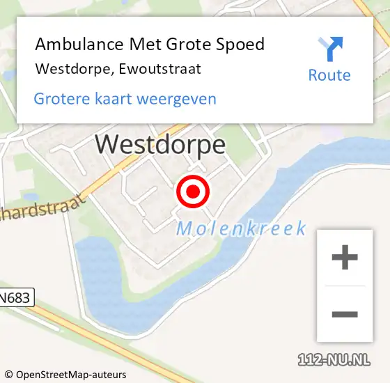 Locatie op kaart van de 112 melding: Ambulance Met Grote Spoed Naar Westdorpe, Ewoutstraat op 22 november 2013 08:47