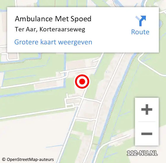 Locatie op kaart van de 112 melding: Ambulance Met Spoed Naar Ter Aar, Korteraarseweg op 30 september 2015 21:38