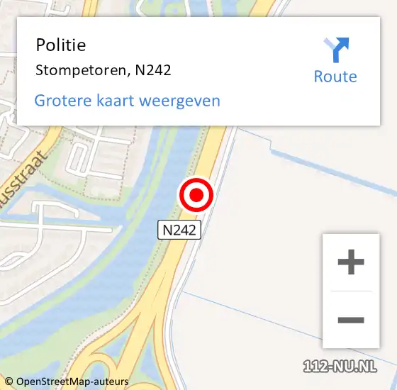 Locatie op kaart van de 112 melding: Politie Stompetoren, N242 op 1 oktober 2015 06:32