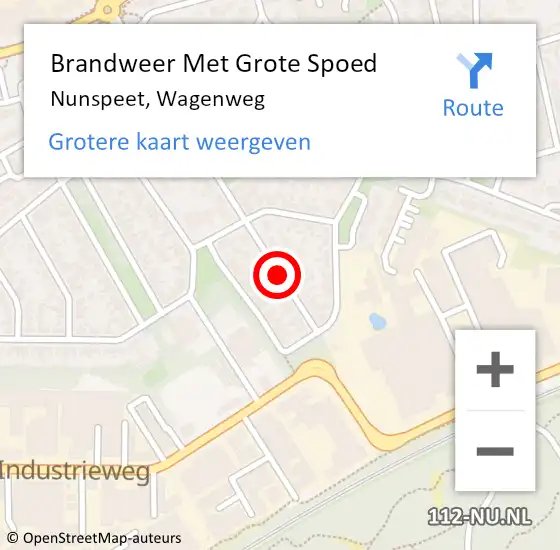 Locatie op kaart van de 112 melding: Brandweer Met Grote Spoed Naar Nunspeet, Wagenweg op 1 oktober 2015 09:15