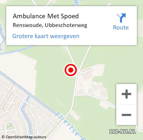 Locatie op kaart van de 112 melding: Ambulance Met Spoed Naar Renswoude, Ubbeschoterweg op 1 oktober 2015 10:41