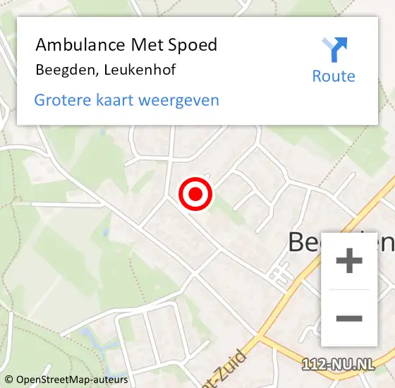 Locatie op kaart van de 112 melding: Ambulance Met Spoed Naar Beegden, Leukenhof op 1 oktober 2015 11:00