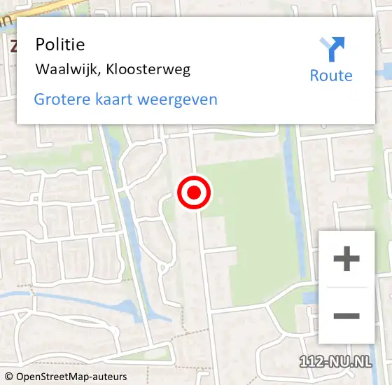 Locatie op kaart van de 112 melding: Politie Waalwijk, Kloosterweg op 1 oktober 2015 15:23