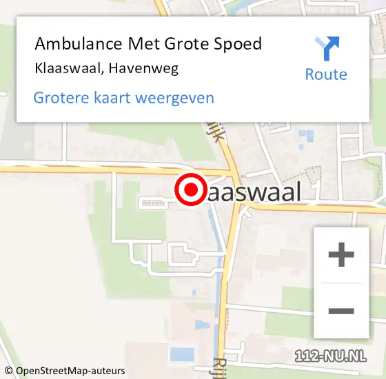 Locatie op kaart van de 112 melding: Ambulance Met Grote Spoed Naar Klaaswaal, Havenweg op 1 oktober 2015 16:03